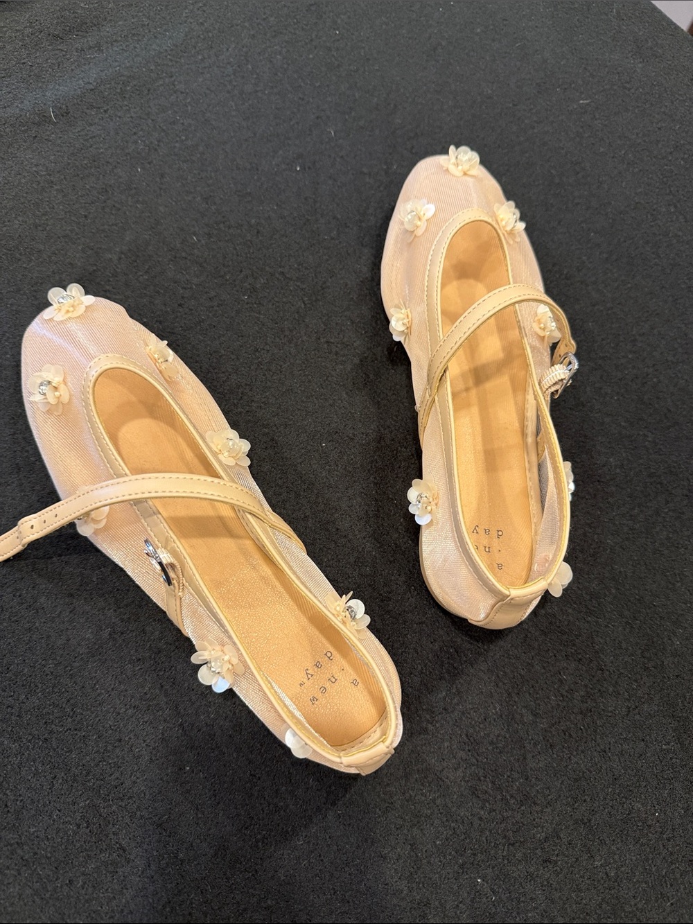 Target Cream Floral Appliqué Mary Jane Flats